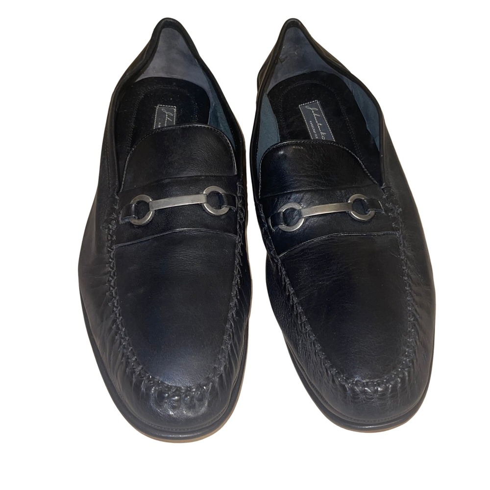 Johnston &‎ Murphy Black Leather Bit Loafers Made in Italy Men's 13